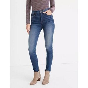 Madewell 10" High-Rise Skinny Jeans Medium Wash Size 26 Raw Hem Stretch